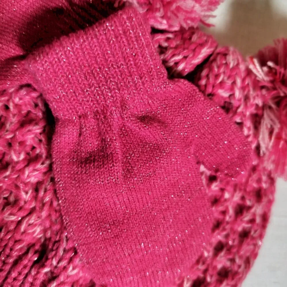Toby Enterprises Pink Glitter Knit Hat & Mittens Set - Toddler Size 2-4 Years
